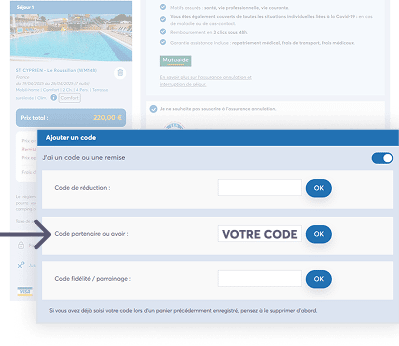 Aide visuelle pour reseigner les codes promos