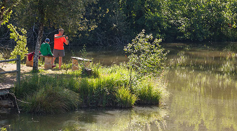 pêche en famille dans un étang