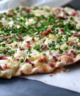 Tarte flambée alsacienne typique du Bas Rhin