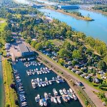 Vue aérienne du camping l'Ile du Rhin